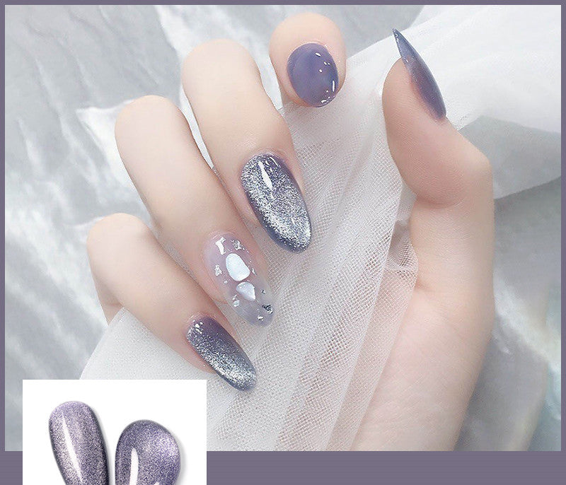 Crystal Stone Cat Eye Nail Polish and Milk Tea