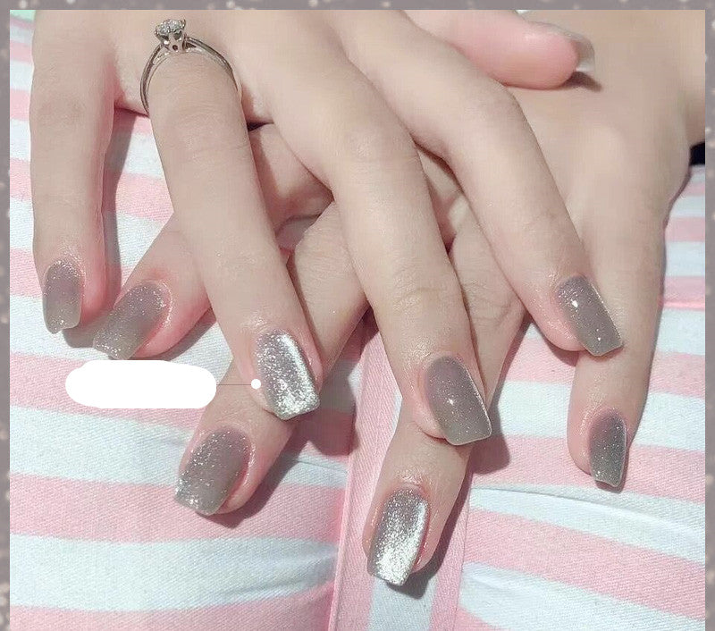 Crystal Stone Cat Eye Nail Polish and Milk Tea