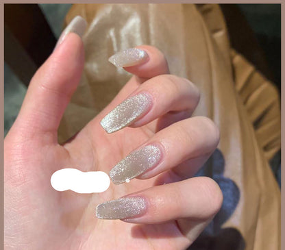 Crystal Stone Cat Eye Nail Polish and Milk Tea