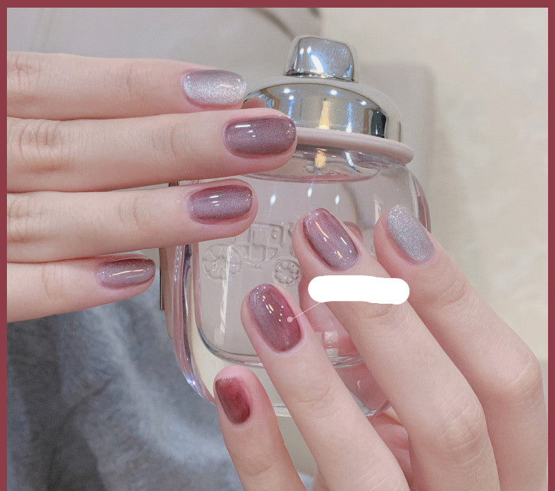 Crystal Stone Cat Eye Nail Polish and Milk Tea