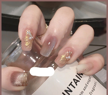 Crystal Stone Cat Eye Nail Polish and Milk Tea