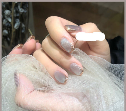 Crystal Stone Cat Eye Nail Polish and Milk Tea