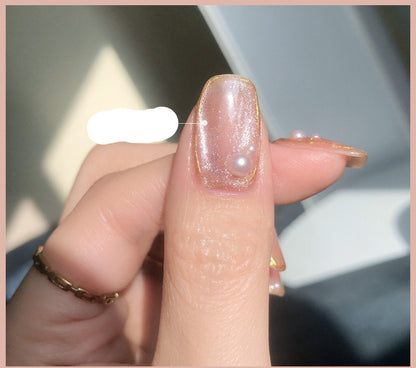 Crystal Stone Cat Eye Nail Polish and Milk Tea