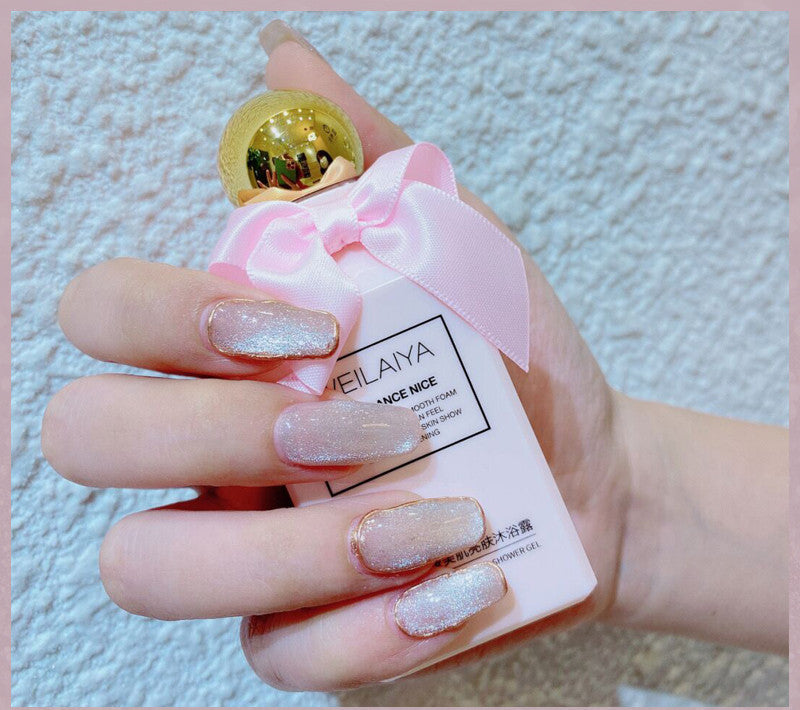 Crystal Stone Cat Eye Nail Polish and Milk Tea