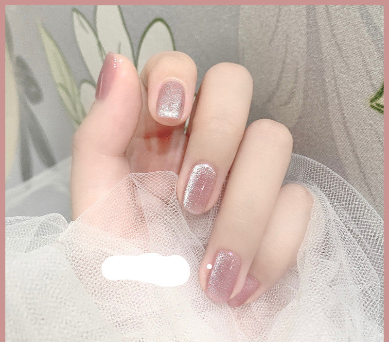 Crystal Stone Cat Eye Nail Polish and Milk Tea