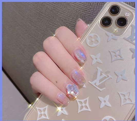 Crystal Stone Cat Eye Nail Polish and Milk Tea