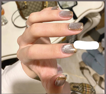 Crystal Stone Cat Eye Nail Polish and Milk Tea