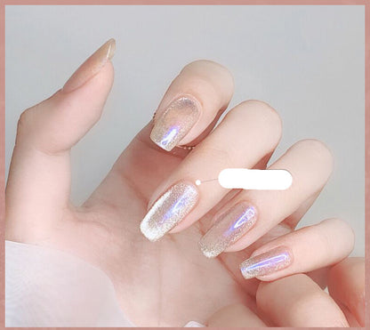 Crystal Stone Cat Eye Nail Polish and Milk Tea