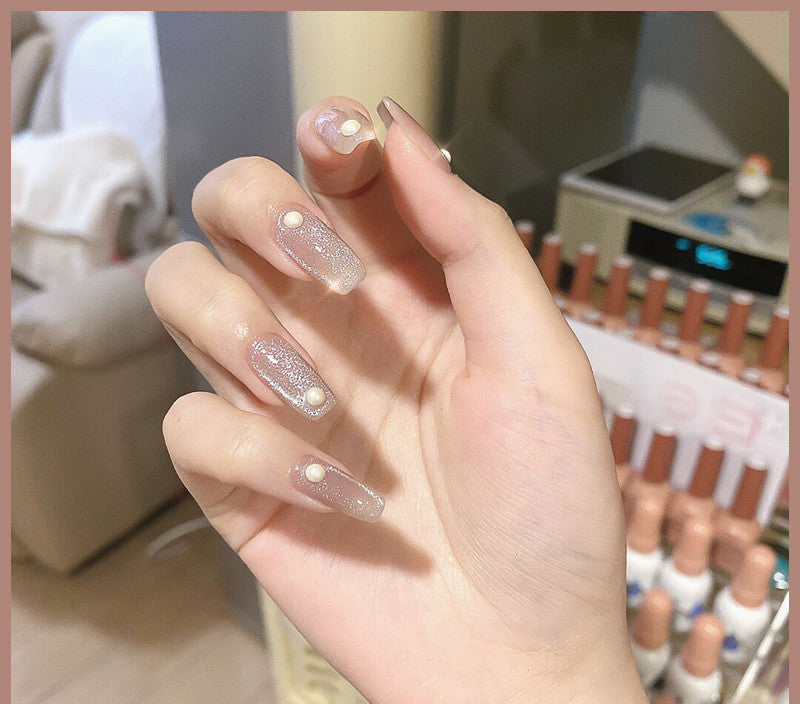 Crystal Stone Cat Eye Nail Polish and Milk Tea