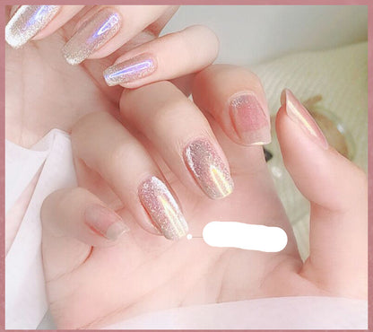 Crystal Stone Cat Eye Nail Polish and Milk Tea