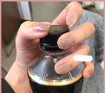 Crystal Stone Cat Eye Nail Polish and Milk Tea