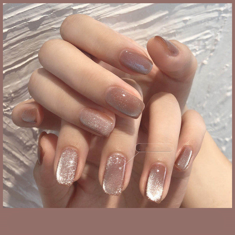 Crystal Stone Cat Eye Nail Polish and Milk Tea