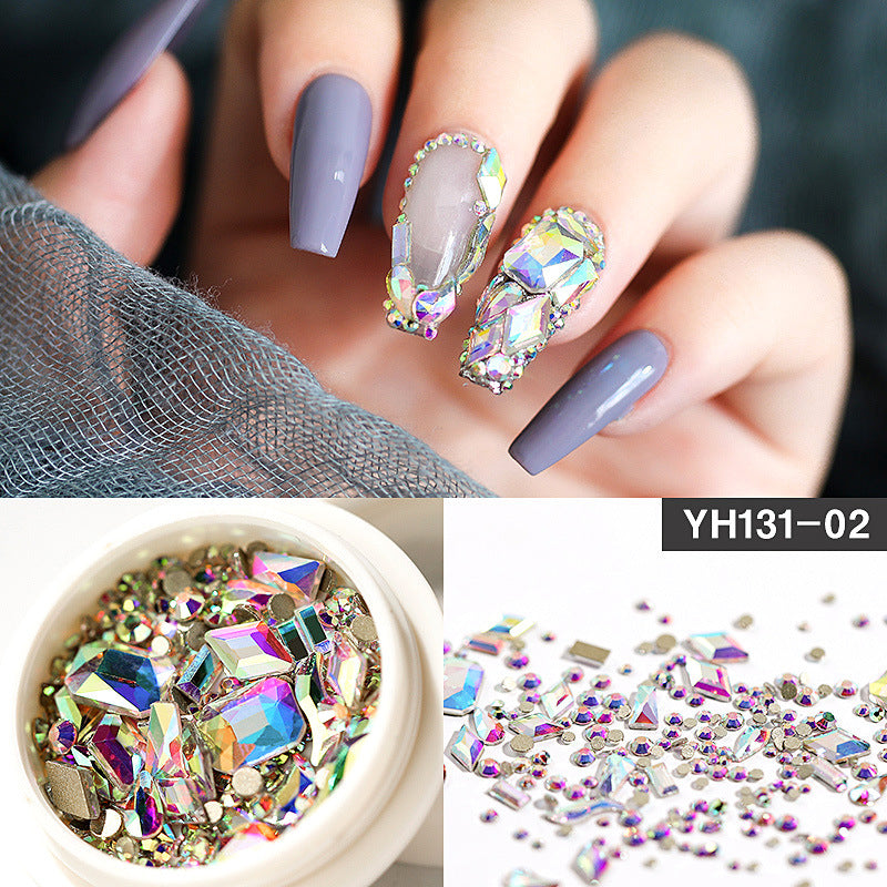 Nail-Art-Decoration Crystal Glitter Glass Rhinestone Diamond Mixed-Design Flat-Bottom