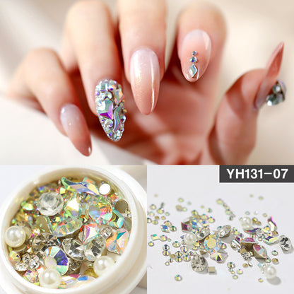 ตกแต่งเล็บคริสตัลแววแก้ว Rhinestone เพชรผสม-การออกแบบแบนด้านล่าง