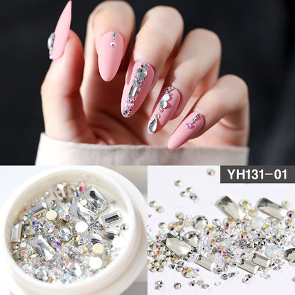 ตกแต่งเล็บคริสตัลแววแก้ว Rhinestone เพชรผสม-การออกแบบแบนด้านล่าง