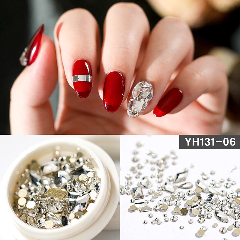 ตกแต่งเล็บคริสตัลแววแก้ว Rhinestone เพชรผสม-การออกแบบแบนด้านล่าง