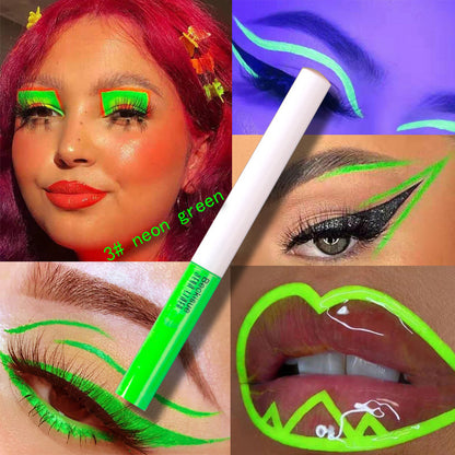 Riasan UV Neon Glitter Cair Eyeliner Berkilau Profesional