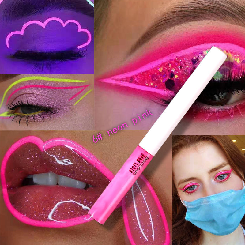 Riasan UV Neon Glitter Cair Eyeliner Berkilau Profesional