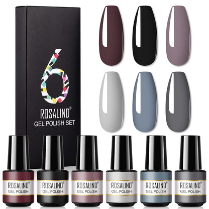 Deluxe Korean Nail Polish Set of 6 bottles with Fine Glitter