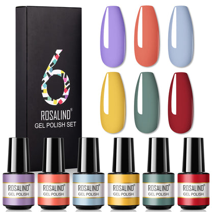 Deluxe Korean Nail Polish Set of 6 bottles with Fine Glitter