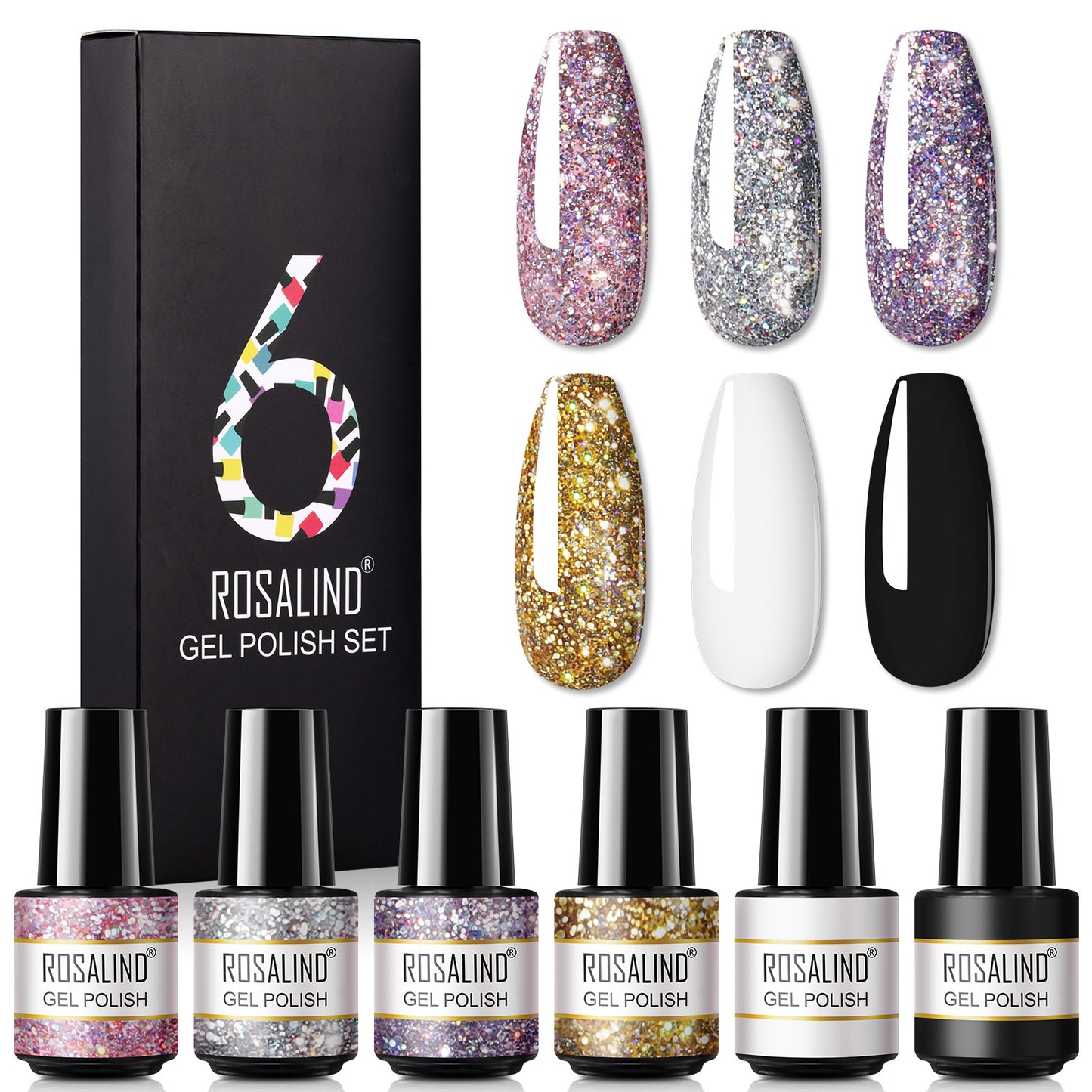 Deluxe Korean Nail Polish Set isi 6 botol dengan Fine Glitter