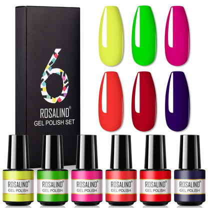 Deluxe Korean Nail Polish Set of 6 bottles with Fine Glitter