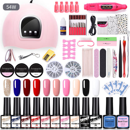 Sequin Nail Beauty Polish Gel Kit with Lighting Machine