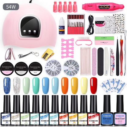 Sequin Nail Beauty Polish Gel Kit with Lighting Machine