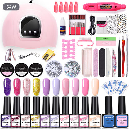 Sequin Nail Beauty Polish Gel Kit with Lighting Machine