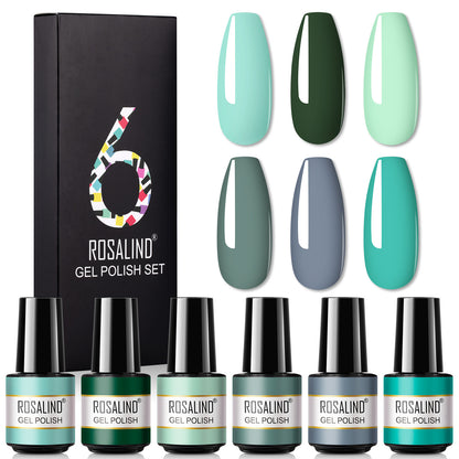 Deluxe Korean Nail Polish Set of 6 bottles with Fine Glitter